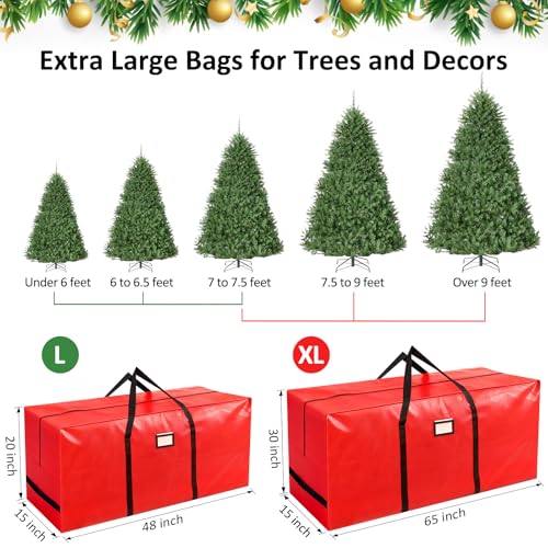 HABGP 9 ft Christmas Tree Storage Bag, Fits Artificial Xmas Holiday Tree, Durable Christmas Tree Storage Box Waterproof Material with Zippered Bag & Carry Handles, Protects from Dust, Moisture - Red - Image 5