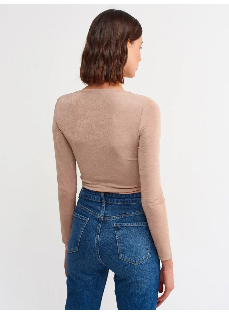 Dilvin 3795 Shirred Top-Camel
