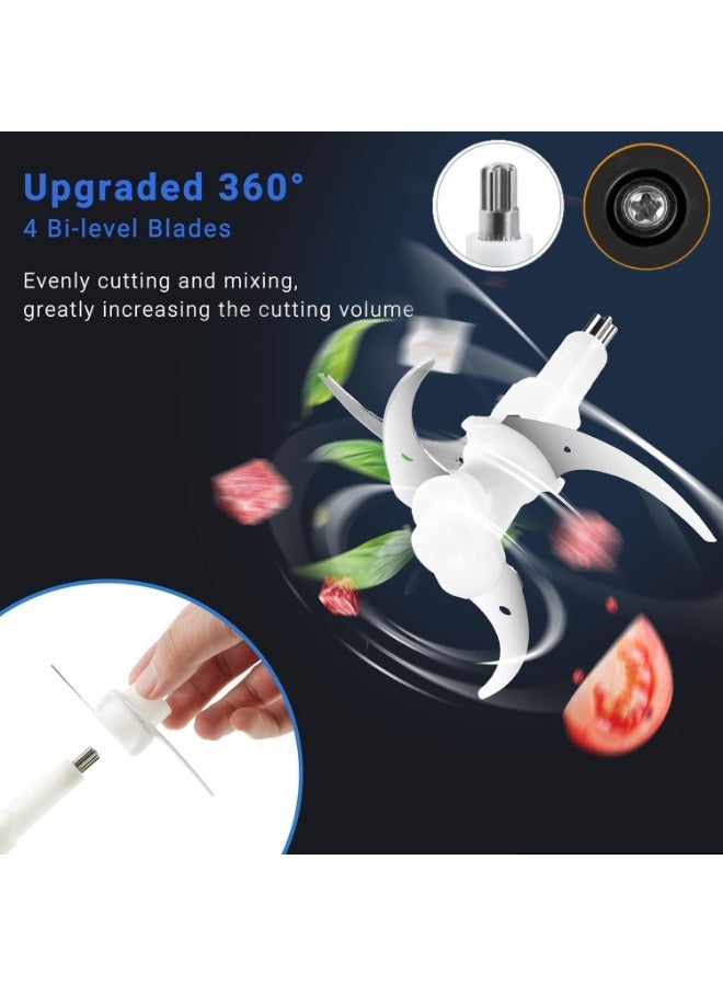 Haley مفرمة طعام كهربائية هالي سعة 3 لتر، 500 واط - وعاء زجاجي قوي، مفرمة لحوم، قاطعة خضراوات، كسارة ثلج ومفرمة، مفتاح قابل للتعديل بسرعتين، نظام مزدوج بأربع شفرات، مادة آمنة غذائيًا - Image 3