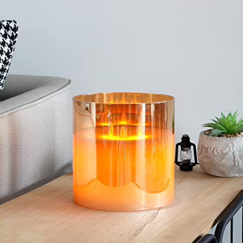 JHY DESIGN Large Moving 3 Wicks Battery Candle with 6-Hour Timer Function 6“ Dia Flameless Candle Battery Powered, Simulation 3D Glass LED Candle for Party Home Xmas Festivel Table Bar(Gold) - Image 4