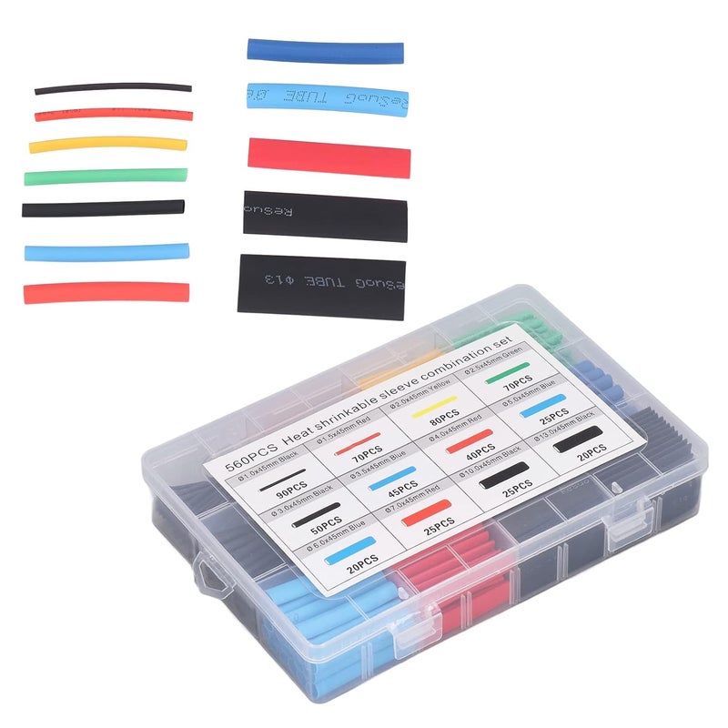 YWBL-WH 560Pcs Heat Shrink Tubing Kit, Electrical Insulated Wire Wrap Set 5 Colors, Various Sizes Plastic Box Packaging for Maintenance, Home DIY Work - Image 2