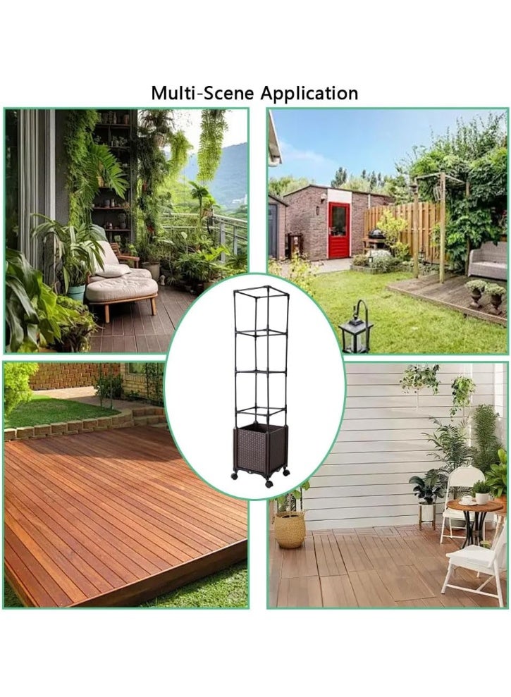 Luckam سرير حديقة مرتفع مع قفص طماطم وشبكة، صندوق زراعة ذاتي الري بطول 59" للخضروات والزهور، عجلات قابلة للقفل، زراعة عمودية للداخل والخارج، تجميع سهل (أخضر) - Image 2