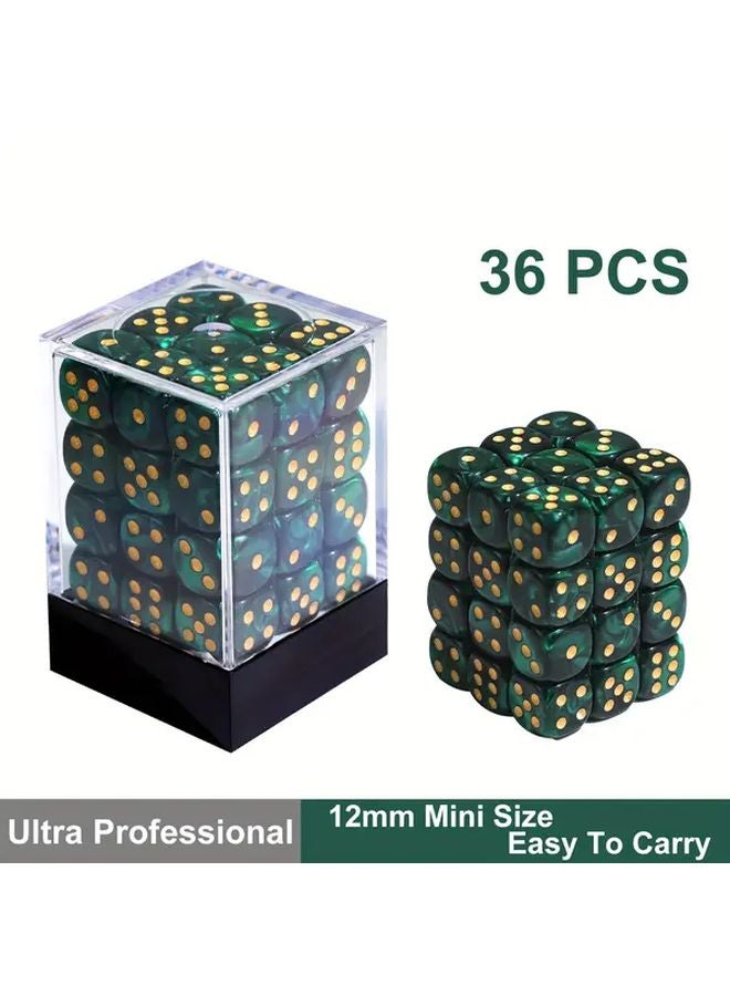 36 قطعة مجموعة نرد أخضر 12 مم نرد سداسي قياسي لألعاب الطاولة وتعلم الرياضيات - Image 1