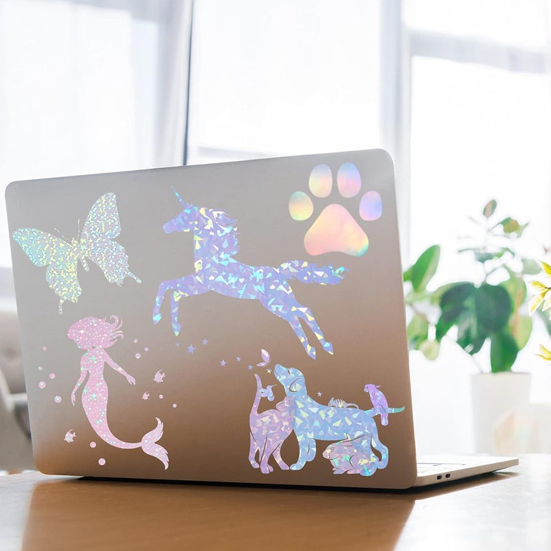Clabby 36 Sheets A4 Holographic Paper Sticker Transparent Waterproof Self Adhesive Film 11.7 x 8.3 Inches (Gem, Dot, Colorful, Star) - Image 4