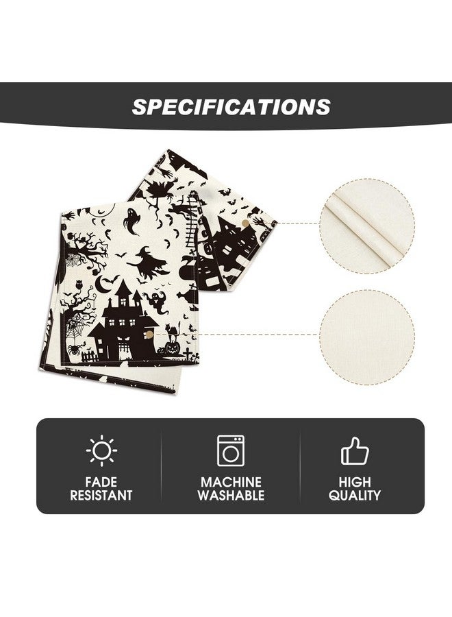 Artoid Mode Black White Spooky Haunted House Tree Ghost Witch Halloween Table Runner, Fall Kitchen Dining Table Decoration for Home Party Decor 13x72 Inch - Image 4