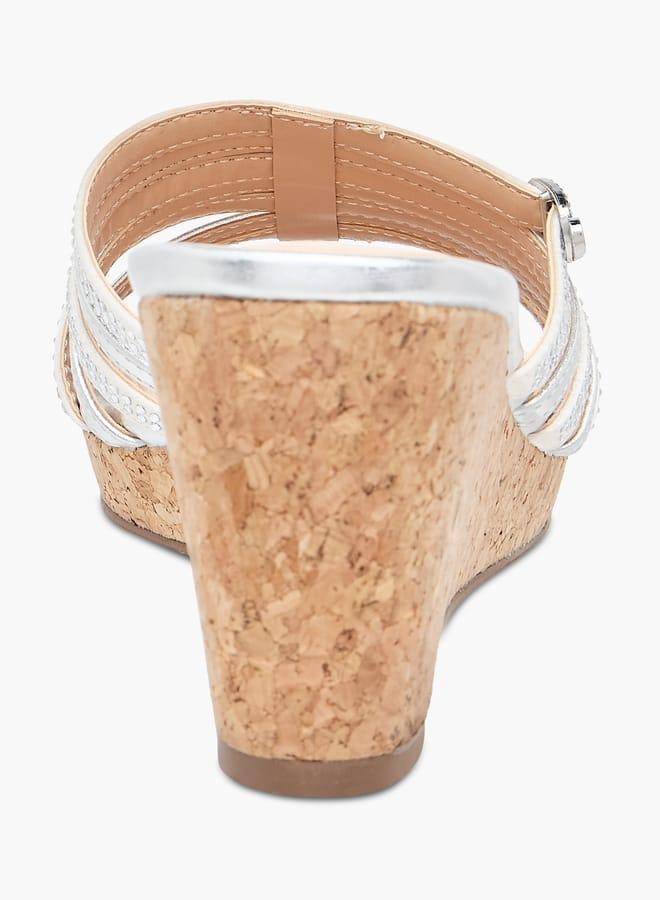 سيليست صنادل نسائية بكعب إسفين مرصع بإغلاق سهل الارتداء - Image 5