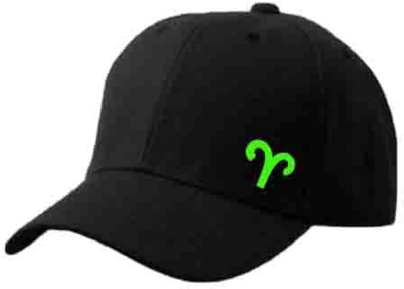 Black Cap with Aries zodiac Lemon green Color Logo