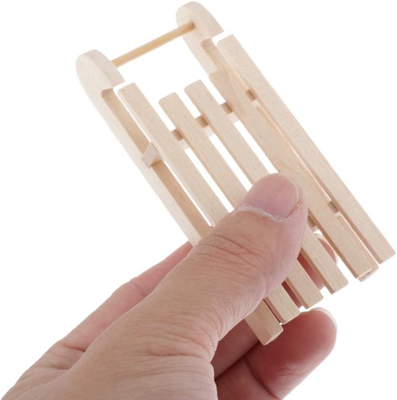 klarako DIY Sleds Wooden Sledge Dollhouse 1:12 Scale Outdoor Garden Decoration - Image 1
