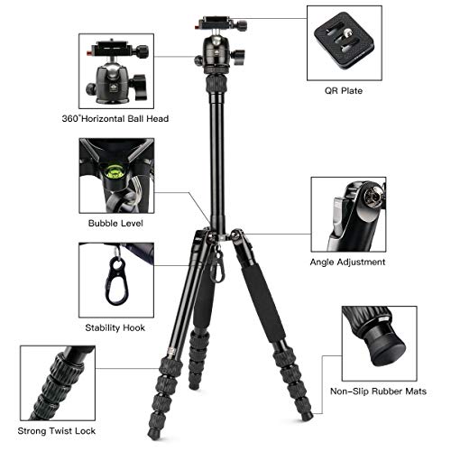 SIRUI Traveler 5AX 52″Aluminum Camera Tripod, 360° Panorama B-00K Ball Head and Arca Swiss Quick Release Plate, Folded Height 12.4", Load up to 6kg/13.2lbs - Image 3