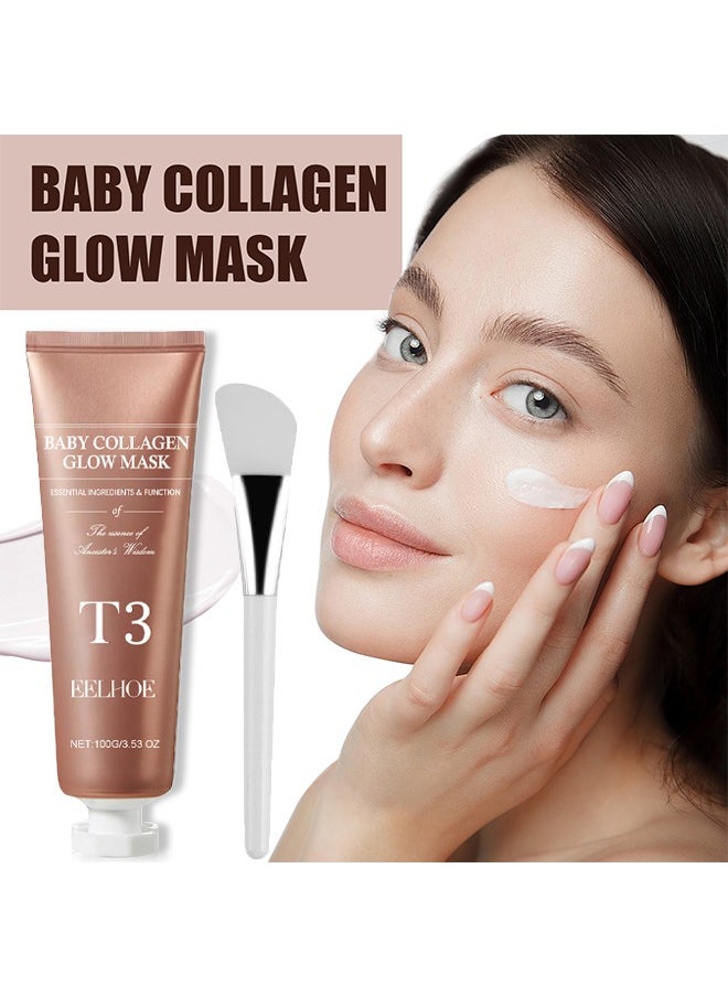 EELHOE T3 Collagen Pestlo Mask, Pestlo Baby Collagen Glow Mask, Pestlo T3 Collagen Mask, T3 Collagen Peel Off Mask, Korean Skin Care Facial Mask, Anti Wrinkle Firming Face Masks  - Image 1