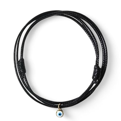 Luck Strings Evil Eye Cord Choker Necklace for Men or Women Unisex Adult - Protection Nazar Kabbalah Ojo Turco Good Luck Red or Black String (one size, Choker, Black) - Image 1