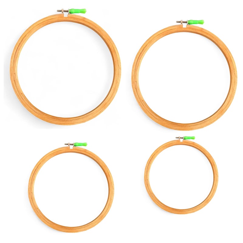 CLEZARO ( Pack of 4 ) Wooden Embroidery Hoop Ring Frame Size : 5 Inch, Adjustable Cross Stitch Embroidery Circle Hoop, 5-Inch Wooden Embroidery Frame (H149) - Image 1