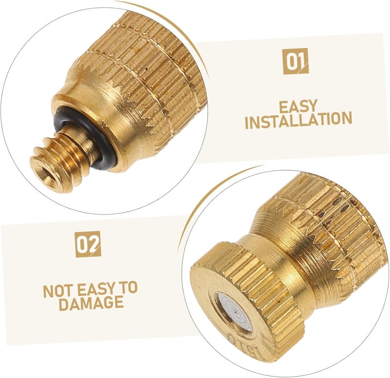 5Pcs High Pressure Copper Misting Nozzles Kit Fine Mist Atomizing Sprayer Heads for Garden Patio and Pool Outdoor Cooling Systems Heat Resistant Design Easy Installation - Image 3