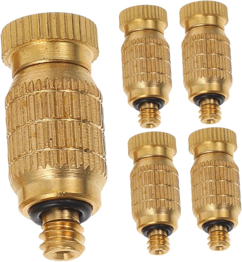 5Pcs High Pressure Copper Misting Nozzles Kit Fine Mist Atomizing Sprayer Heads for Garden Patio and Pool Outdoor Cooling Systems Heat Resistant Design Easy Installation - Image 1