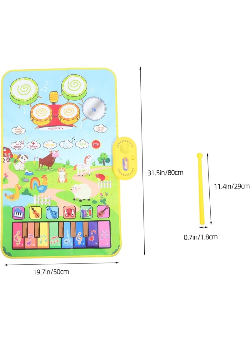 SOLARAE 3 in 1 Musical Mat, Piano Mat and Drum Mat with 2 Sticks, Animal Touch Play Blanket, Early Educational Learning Toys, Birthday Gifts for Boys Girls - Image 3