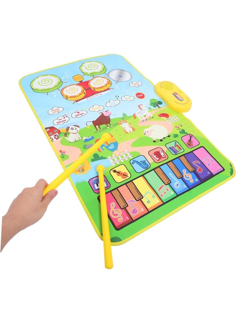 SOLARAE 3 in 1 Musical Mat, Piano Mat and Drum Mat with 2 Sticks, Animal Touch Play Blanket, Early Educational Learning Toys, Birthday Gifts for Boys Girls - Image 4