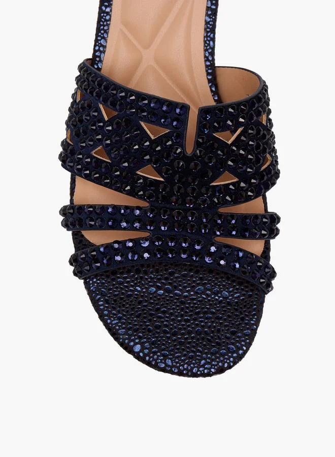 Celeste NAVY Women Embellished Block Heel Sandals for Women | Best Price UAE