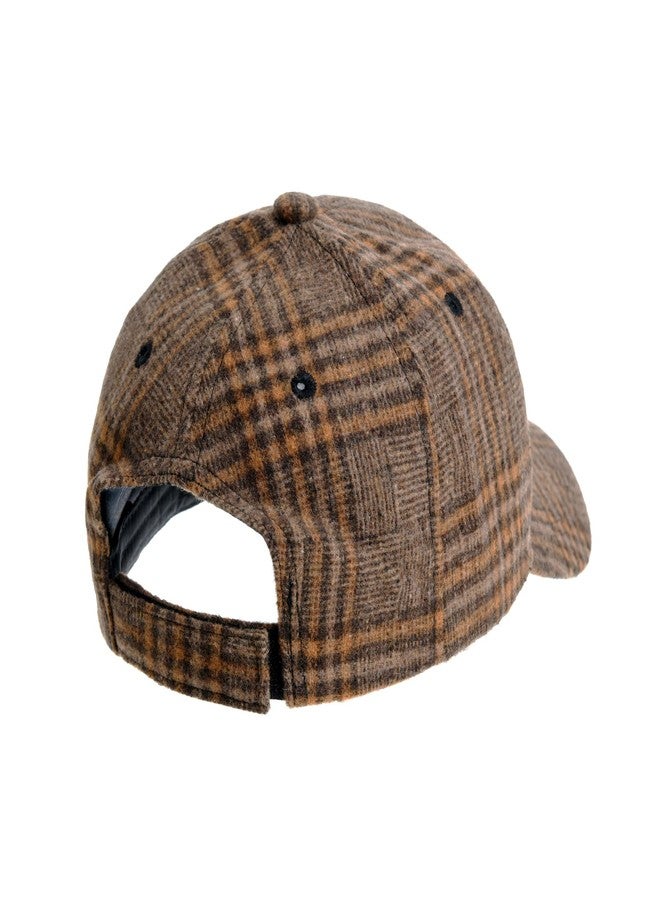 WITHMOONS Plaid Checked Baseball Cap Winter Soft Outdoor Dad Hat YZ10098 (Brown) - Image 4