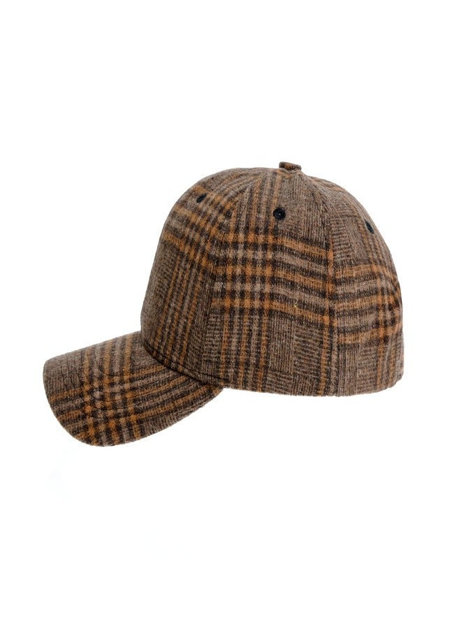 WITHMOONS Plaid Checked Baseball Cap Winter Soft Outdoor Dad Hat YZ10098 (Brown) - Image 3