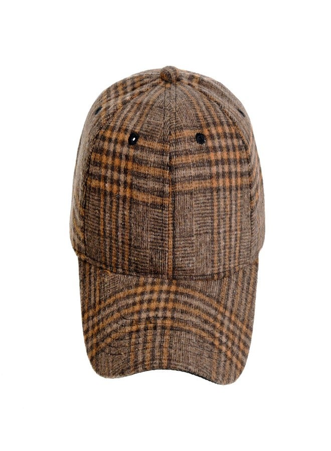 WITHMOONS Plaid Checked Baseball Cap Winter Soft Outdoor Dad Hat YZ10098 (Brown) - Image 2
