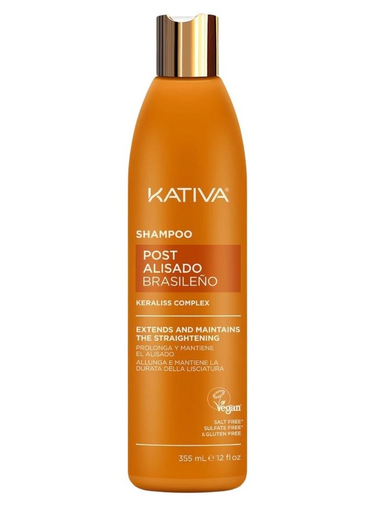 Kativa Post Brazilian Straightening Shampoo with Keraliss Complex 355ml - Image 1