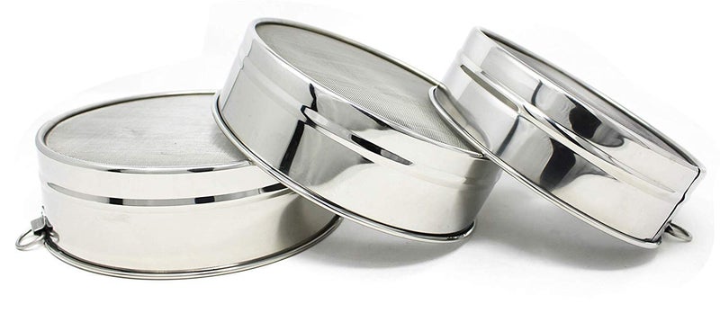 Sygnius Stainless Steel Food Strainers Atta Chalni Flour Sieve Sifting Strainer Cake Sugar Baking Kitchen Tools Flatware Sets Sifters for Baking Powdered Sugar Set of 3 Differences - Image 3