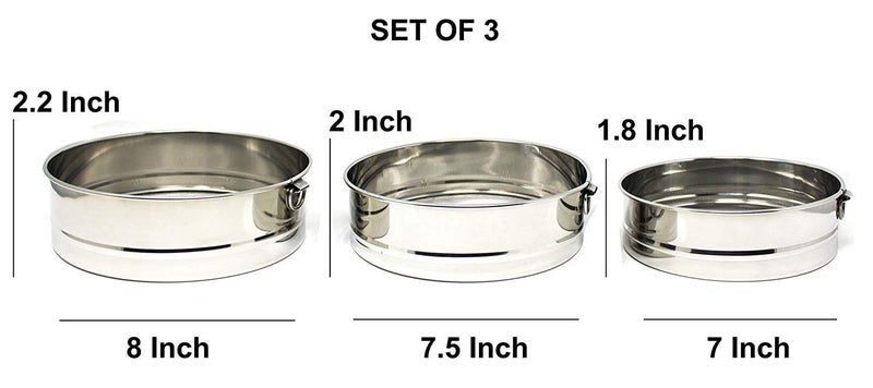 Sygnius Stainless Steel Food Strainers Atta Chalni Flour Sieve Sifting Strainer Cake Sugar Baking Kitchen Tools Flatware Sets Sifters for Baking Powdered Sugar Set of 3 Differences - Image 4