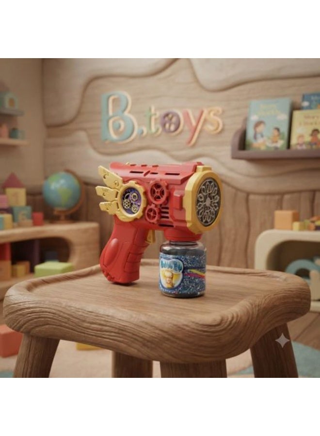 Automatic Gear-Design Bubble Blaster Toy with Multi-Hole Blower and LED Lights