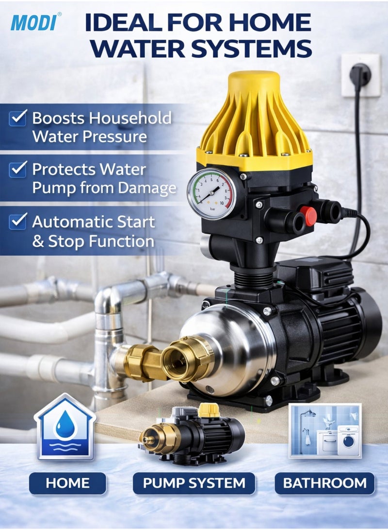MODI Automatic Water Pump Pressure Controller With Built-In Gauge, Dry Run Protection, Auto Start Stop Control System For Home Water Booster Pump - Image 2