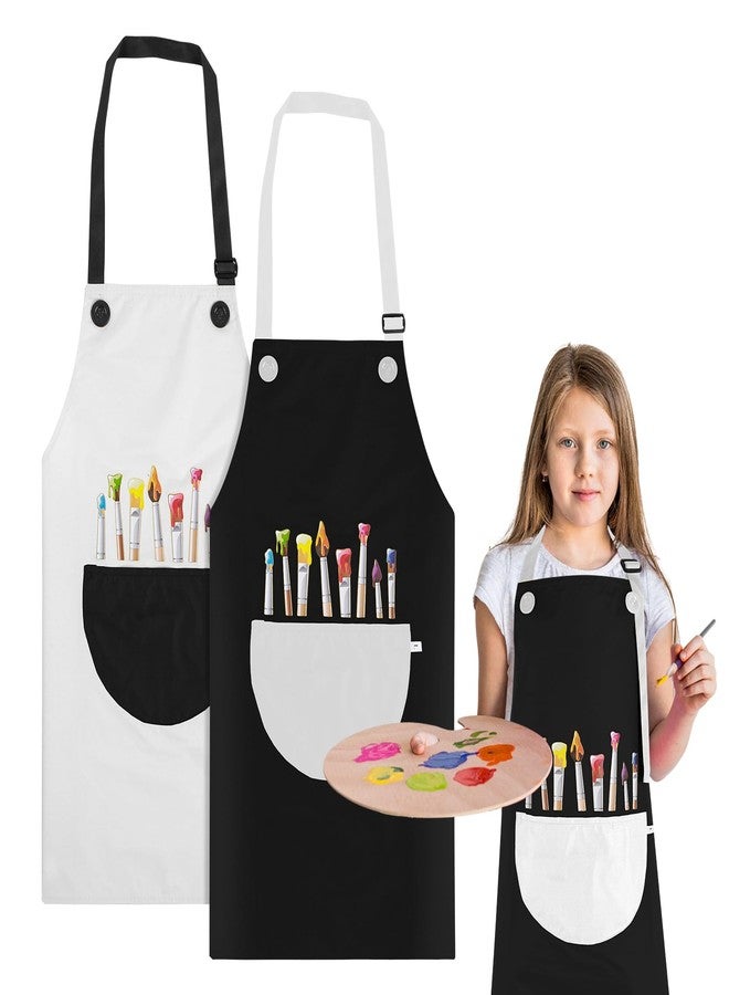 Molain 2 Pack Children's Apron, Adjustable Waterproof Art Apron with Pockets, Girls Boys Bib Aprons for Kids Painting Crafting Cooking Baking Art Gardening(Gray and Black) - Image 1