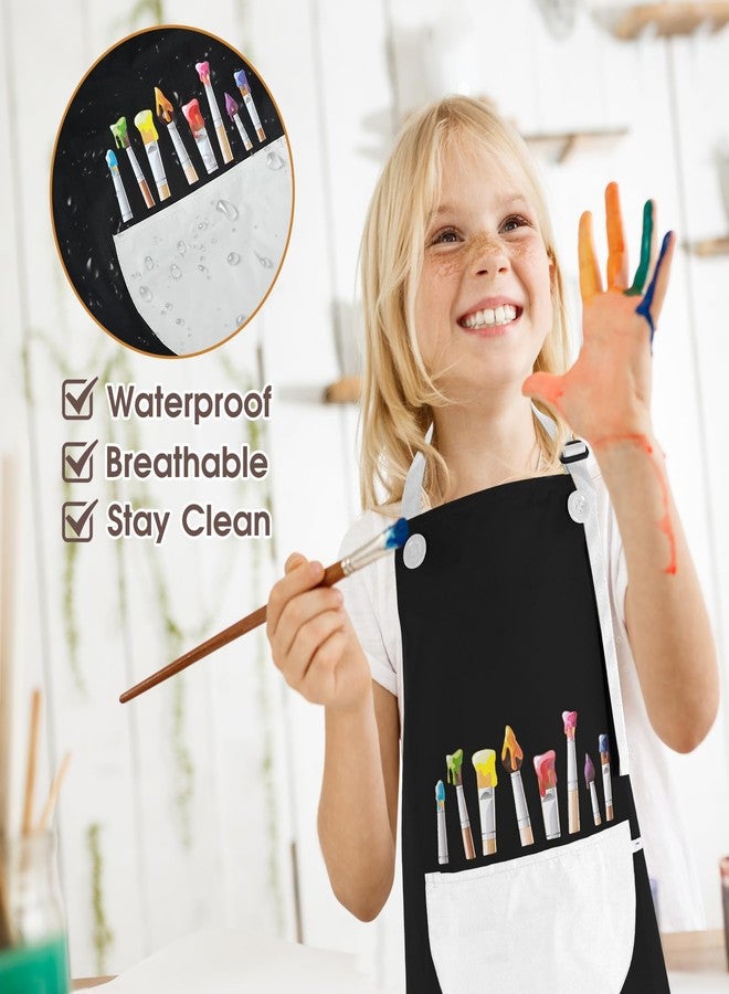Molain 2 Pack Children's Apron, Adjustable Waterproof Art Apron with Pockets, Girls Boys Bib Aprons for Kids Painting Crafting Cooking Baking Art Gardening(Gray and Black) - Image 5