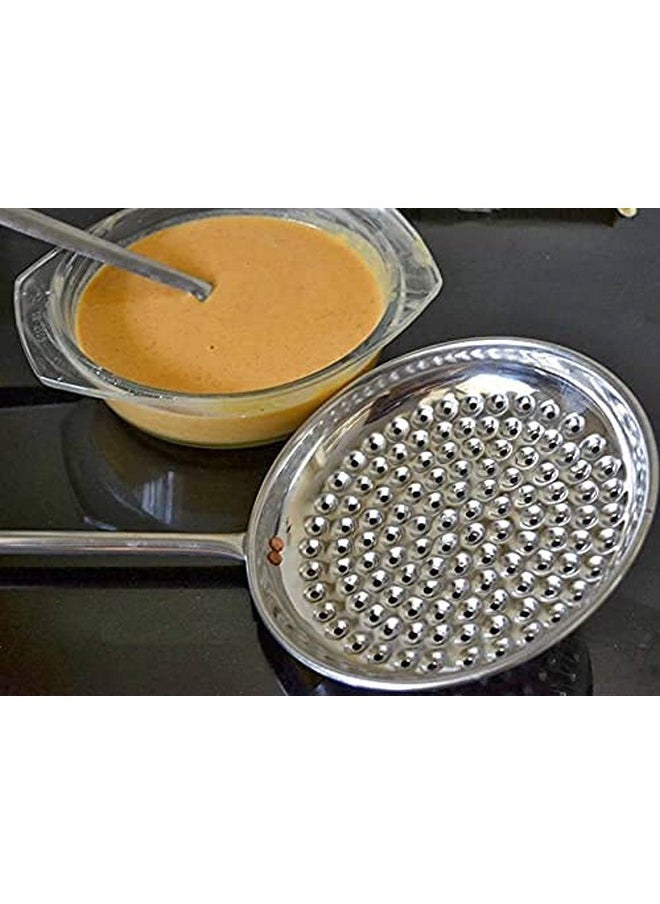 Konquer TimeS Konquer TimeS Boondi Maker Stainless Steel | Multipurpose Jhara for Boondi Raita and Laddu Sweets with Wooden Handle | Big Jalli Karandi  - Image 3