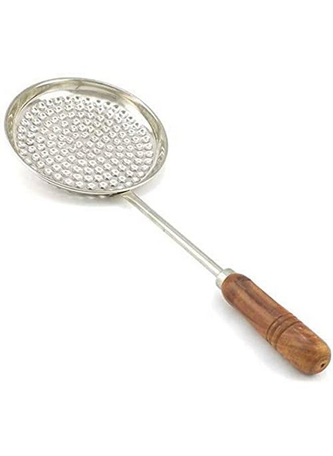 Konquer TimeS Konquer TimeS Boondi Maker Stainless Steel | Multipurpose Jhara for Boondi Raita and Laddu Sweets with Wooden Handle | Big Jalli Karandi  - Image 2