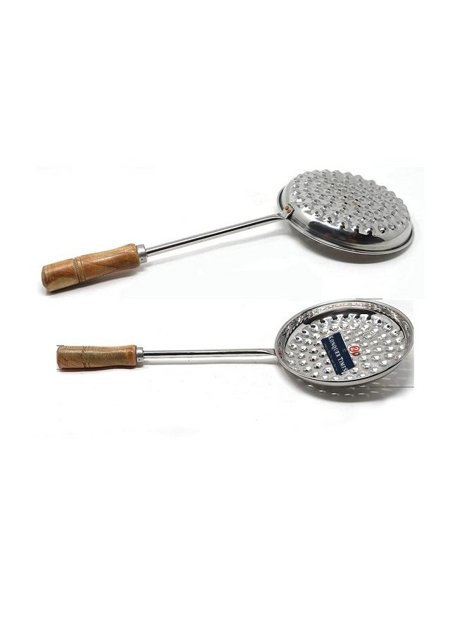 Konquer TimeS Konquer TimeS Boondi Maker Stainless Steel | Multipurpose Jhara for Boondi Raita and Laddu Sweets with Wooden Handle | Big Jalli Karandi  - Image 1