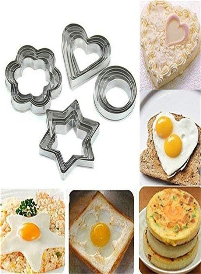 FosCadit 20 Pcs/Set Stainless Steel Biscuit Mould Cookie Cutters Heart, Flower, Round, Star Shaped Cookie, Cake, Khaman, Dhokla Cutter Slicer, Cake Decorating Tool - Image 1