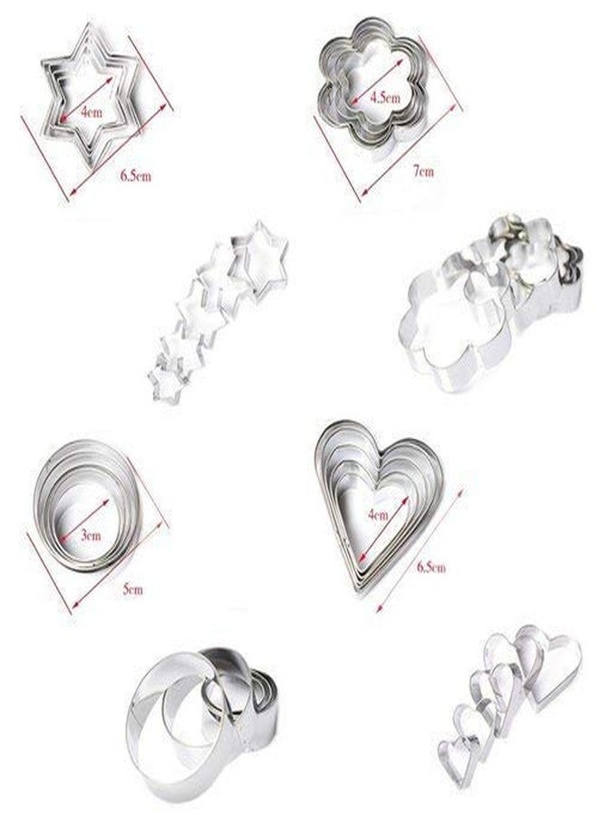 FosCadit 20 Pcs/Set Stainless Steel Biscuit Mould Cookie Cutters Heart, Flower, Round, Star Shaped Cookie, Cake, Khaman, Dhokla Cutter Slicer, Cake Decorating Tool - Image 5