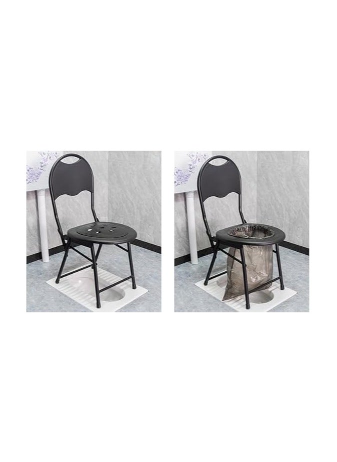 Generic - Portable Folding Toilet Seat Commode Chair with Padded Backrest – Ideal for Elderly, Patients, and Outdoor Use - Image 1