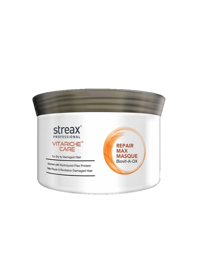 Streax Professional Vitariche Care Smooth and Shine Hair Mask For Women- Hairmask Enriched with Biovit-A-OX Complex, Hydrolyzed Silk Protein, and Vitamins- For Soft, Smooth, and Rejuvenated Hair, 200g - Image 1