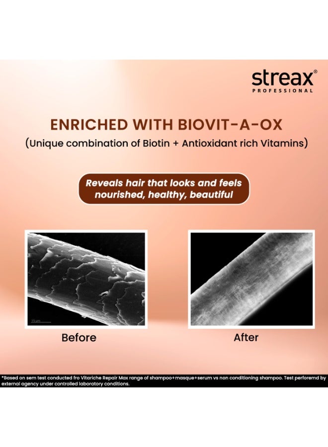 Streax Professional Vitariche Care Smooth and Shine Hair Mask For Women- Hairmask Enriched with Biovit-A-OX Complex, Hydrolyzed Silk Protein, and Vitamins- For Soft, Smooth, and Rejuvenated Hair, 200g - Image 4