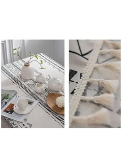 Halamine Table Cloth for Dining Table,Rectangle Cotton Linen Farmhouse Tablecloth Stripe Burlap Table Cloth, 100% Oil Proof Spill Proof Dining Table Cover, Rectangle Tablecloth for Kitchen Dining Party White  - Image 4