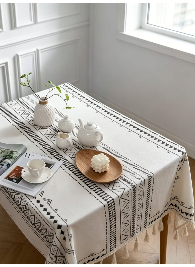 Halamine Table Cloth for Dining Table,Rectangle Cotton Linen Farmhouse Tablecloth Stripe Burlap Table Cloth, 100% Oil Proof Spill Proof Dining Table Cover, Rectangle Tablecloth for Kitchen Dining Party White,180*140cm - Image 5