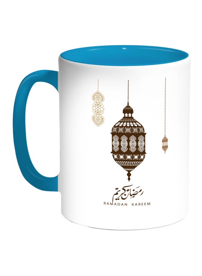 Ramadan Kareem Printed Coffee Mug Blue/White/Brown 11ounce