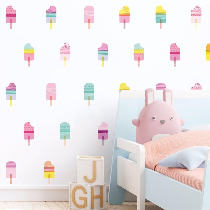 Kasubeso 48 Pcs Ice Cream Wall Decals for Kids Room, Peel and Stick Sweet Treats Wall Sticker, Multicolor Dessert Designs Wall Decor for Nursery Playroom Classroom Bedroom School - Image 5