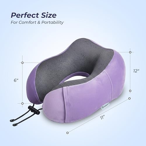 Billebon Neck Pillow for Travel – Cool-Gel Infused Memory Foam Support, U-Shape Ergonomic Design, Portable for Flight Journeys, Lightweight Compact Build, Soft Washable Cover (Lavender) - Image 5