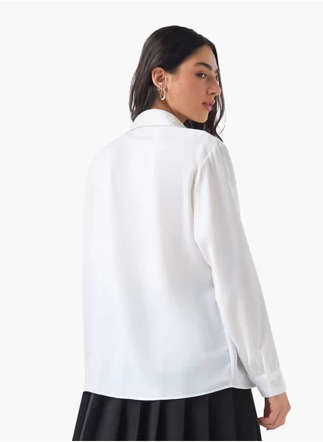 2Xtremz 2Xtremz Embellished Bow Applique Shirt with Long Sleeves