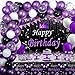 Coosilion Purple and Black Party Decorations for Women Purple Birthday Decorations for Girls Men with Purple Black Happy Birthday Backdrop Tablecloth Confetti Balloons Arch Purple Party Supplies - Image 4
