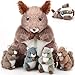Poen 5 Pcs Squirrel Stuffed Animals Set 14 Mommy Squirrel Plush with 4 Cute Baby Squirrels in Her Tummy Soft Cuddly Plushie for Boys Girls Birthday Gifts Christmas Woodland Party Decors - Image 2