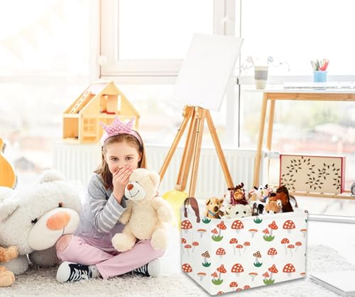 DDBASKET Kids Basket Mushroom Baskets Boys and Girls Basket Rectangular Cute Storage Bin for Room DecorMushroom - Image 3