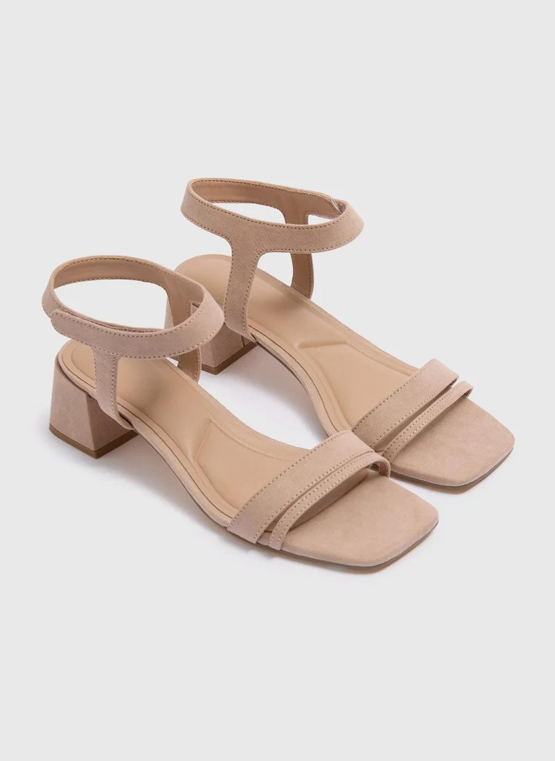 Matalan Taupe Velcro Block Heels