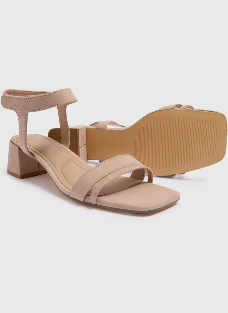 Matalan Taupe Velcro Block Heels